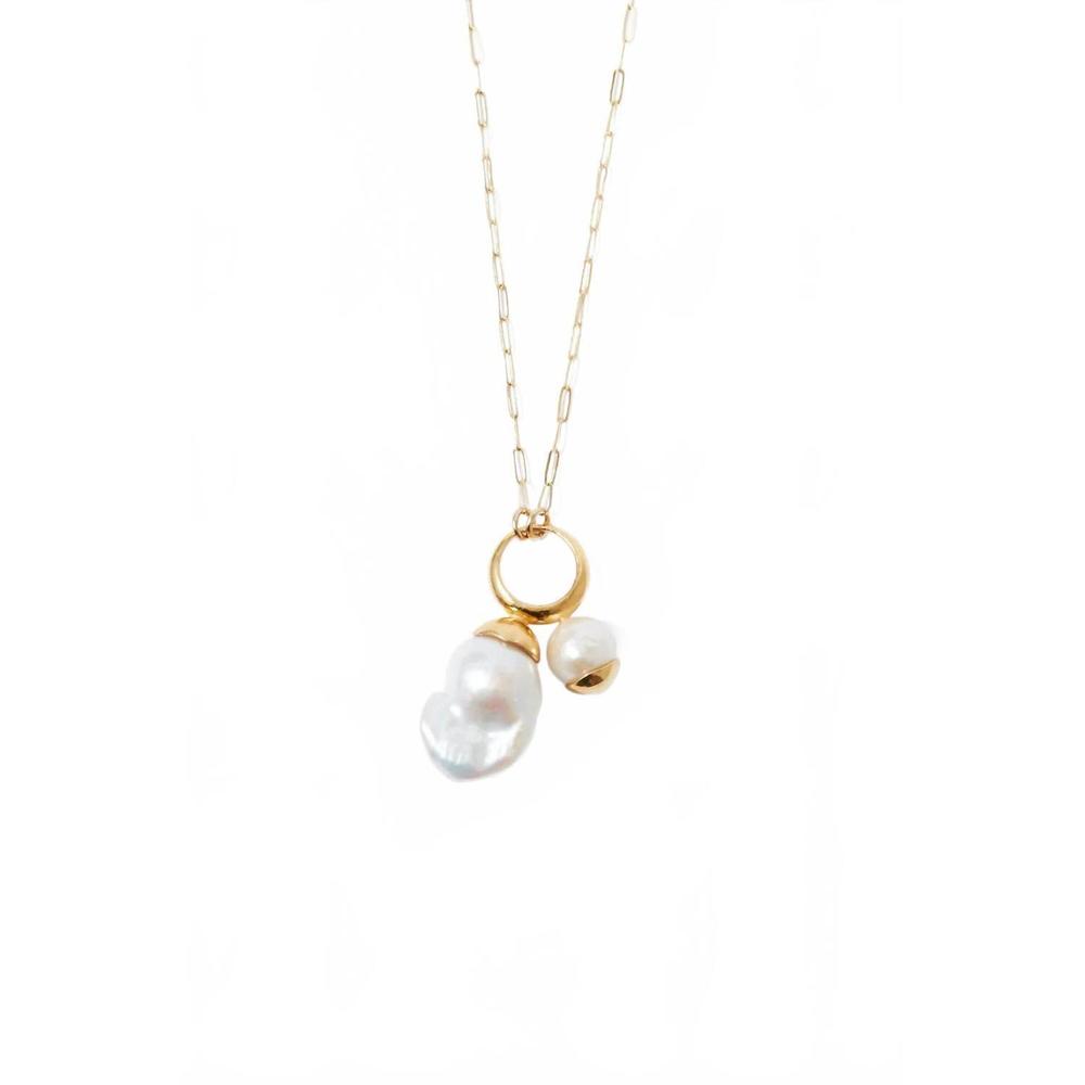 Chan Luu Gold and White Pearl Necklace